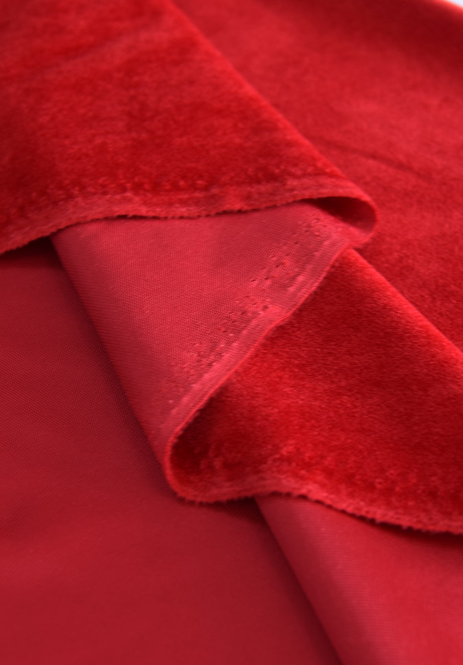 Tissu de velours ignifuge inhérent en polyester pur rouge