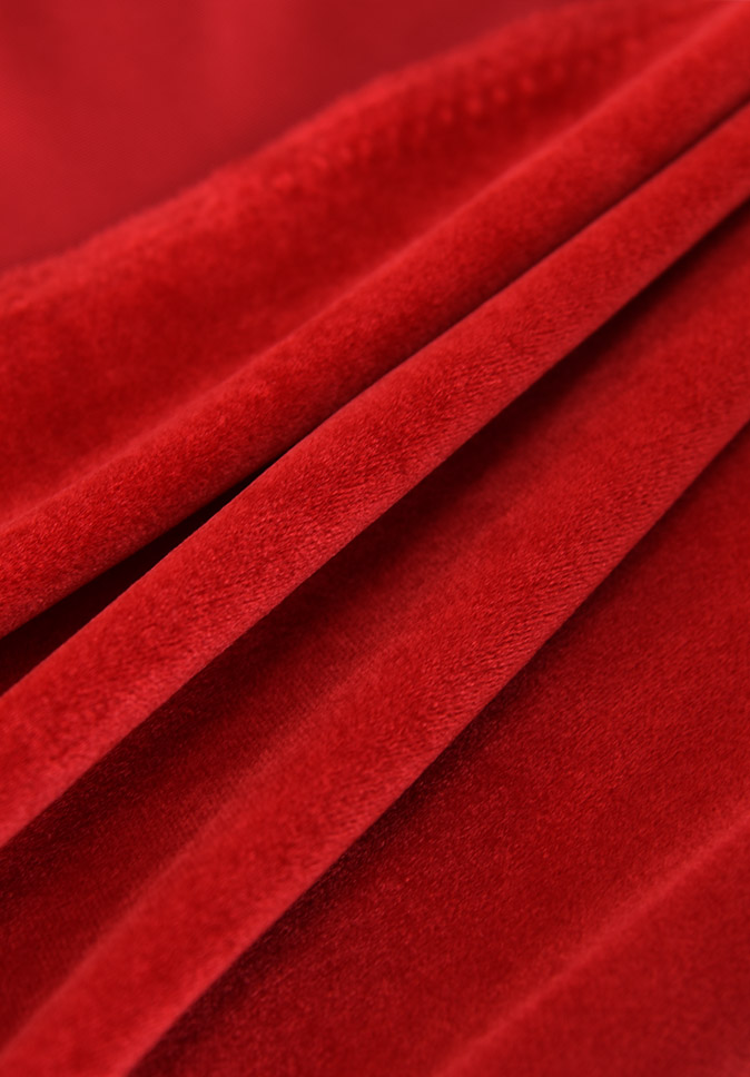 Tissu de velours ignifuge inhérent en polyester pur rouge