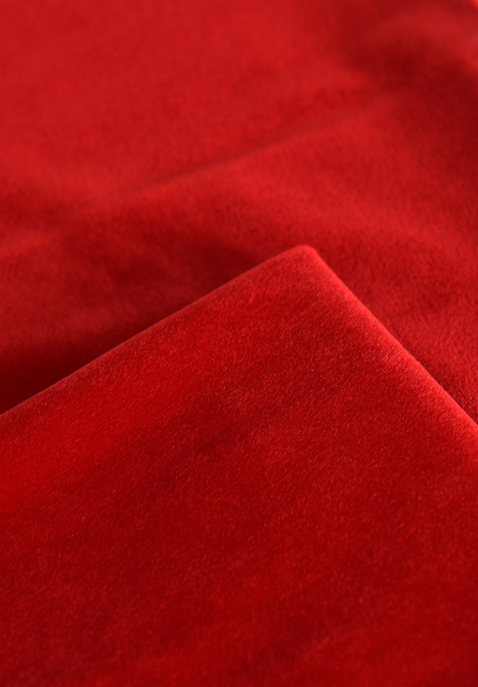 Tissu de velours ignifuge inhérent en polyester pur rouge